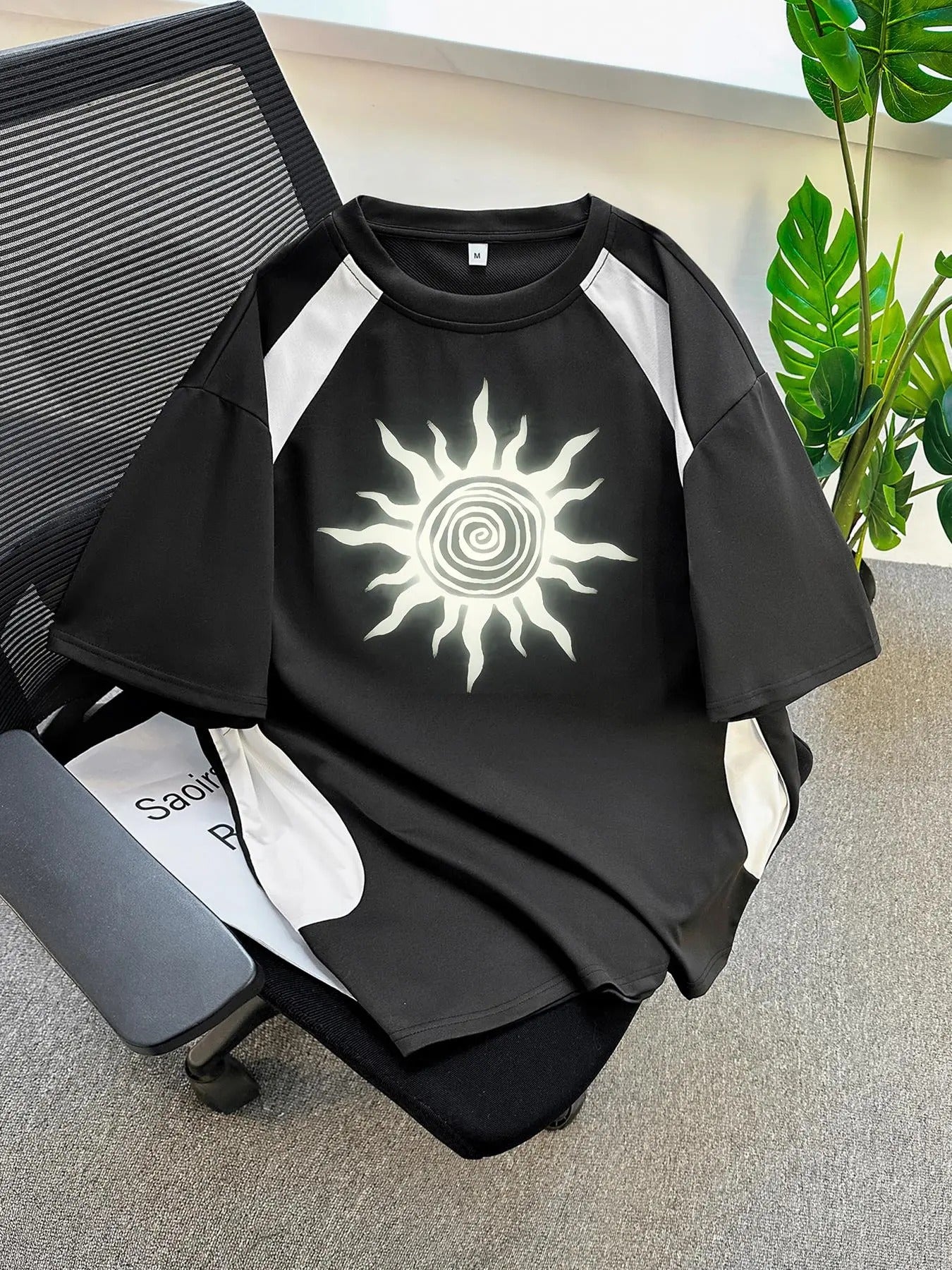 Men's Sun Print Short Sleeve Tee, Regular Fit Casual Round Neck T-shirt for Summer, Men's Top for Daily Wear, Tropical...