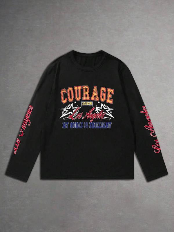 Men's Trendy Graphic Print Long Sleeve Shirt, Casual Fit Design, Comfortable & Stylish, Perfect for Daily Wear & Outdoor...