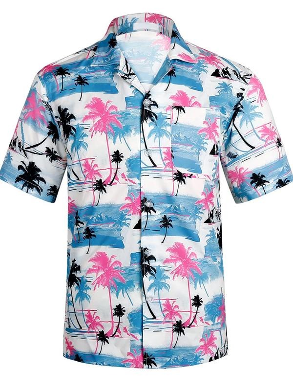 Men's Tropical Print Short Sleeve Shirt Hoodie, Sweatshirt | PodTeesHub.com