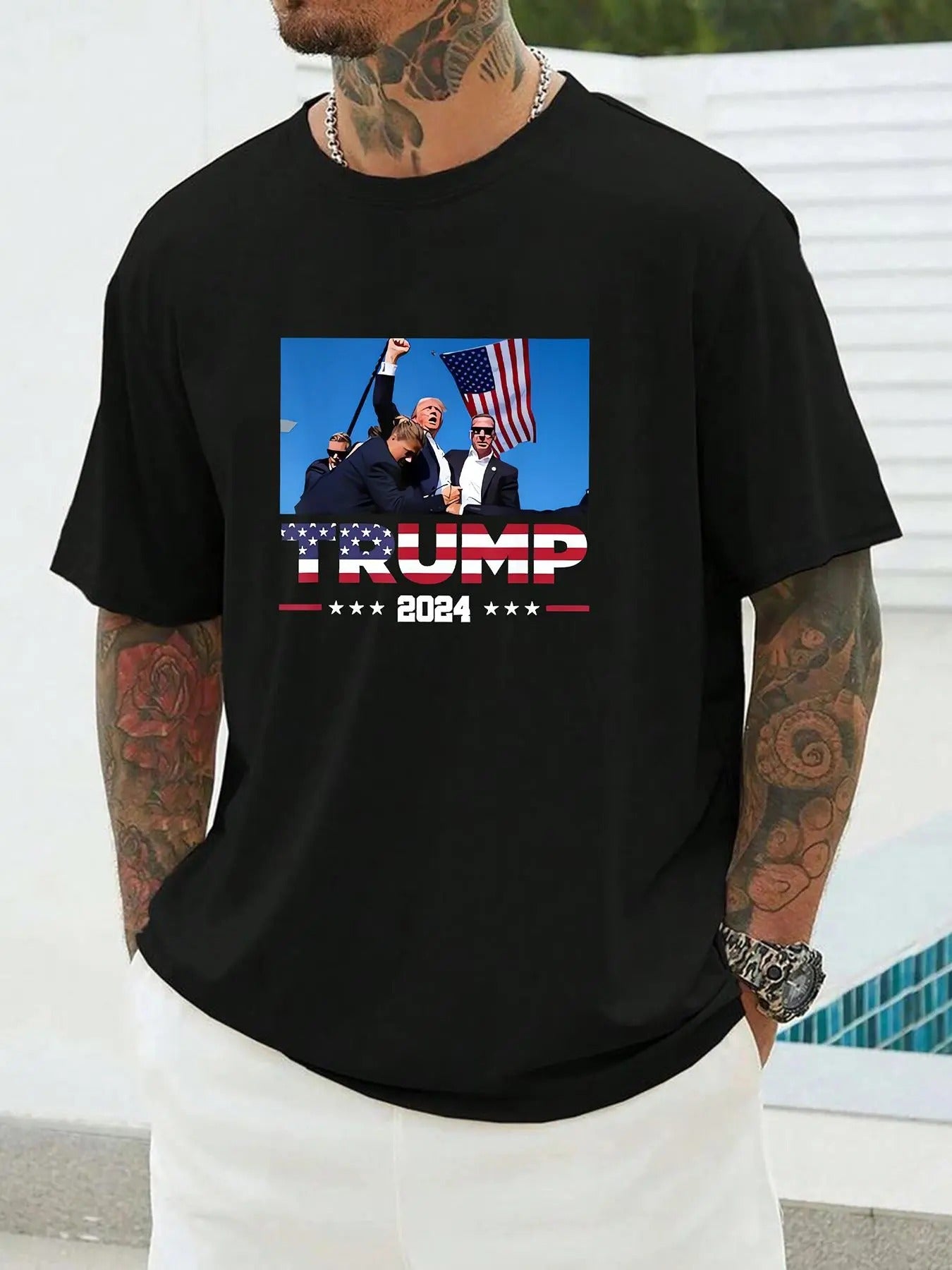 Men's Trump Vote Print Round Neck Tee, Regular Fit Casual Short Sleeve T-shirt, Men's Summer Top for Daily Wear Hoodie,...