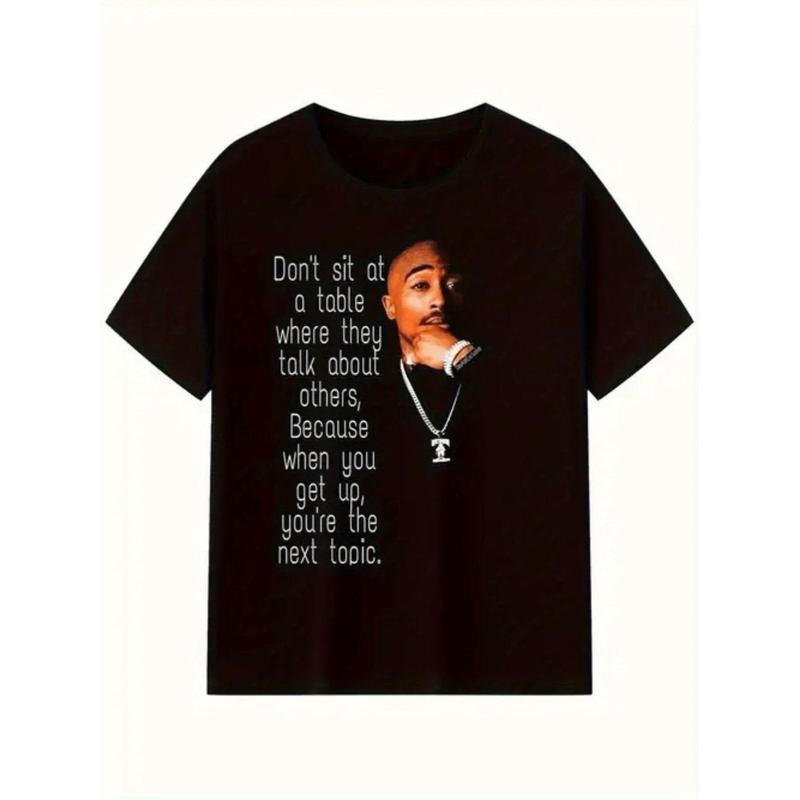 Men's Tupac Quote Graphic Tee For Casual Wear And Outdoor Activities In Breathable Fabric With Loose Fit Design And Easy...