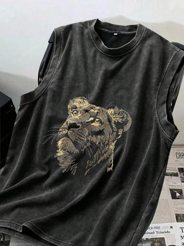 Men's Vintage Cotton Sleeveless T-Shirt with Round Neck, Casual Summer Fashion Top for Ages 13-44, Comfortable Plain...