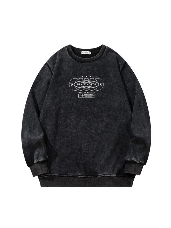 Men's Water Washed Tie-Dye Letter Star Print Hoodie, Fall New Trendy Fashion Casual Long Sleeve Top, Versatile Streetwear...