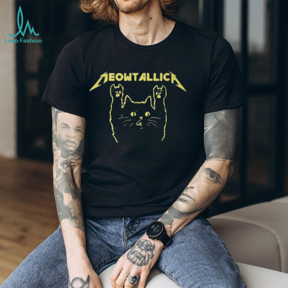 Meowtallica Heavy Metal Cat Logo Music Band Graphic T Shirt