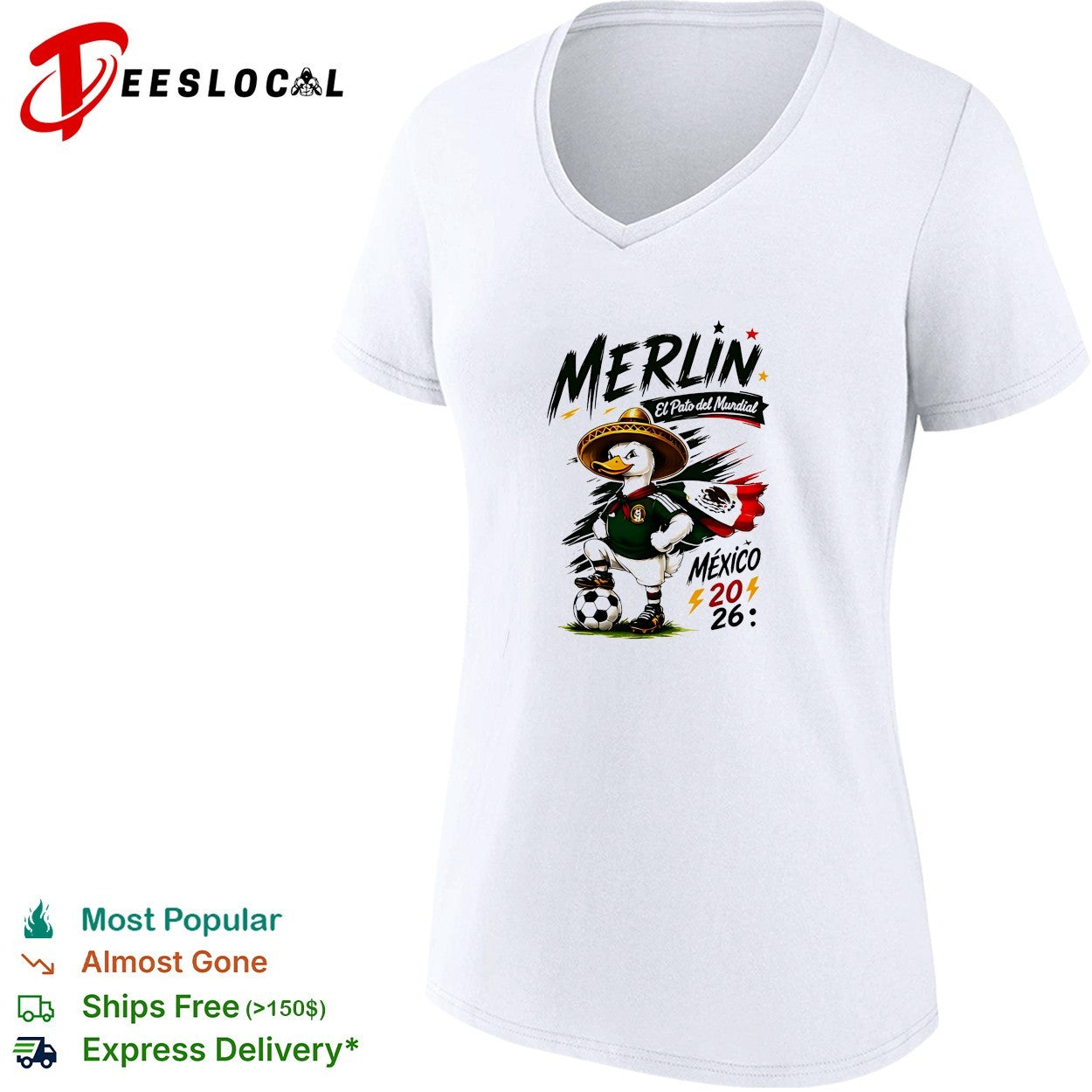 Merlin el pato del mundial Mexico 2026 duck mascot sombrero shirt