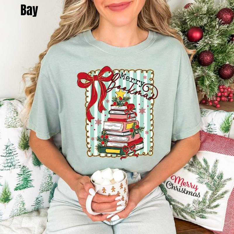 Merry Bookmas Comfort Colors T-Shirt 'SBSNLB' Hoodie, Sweatshirt | PodTeesHub.com