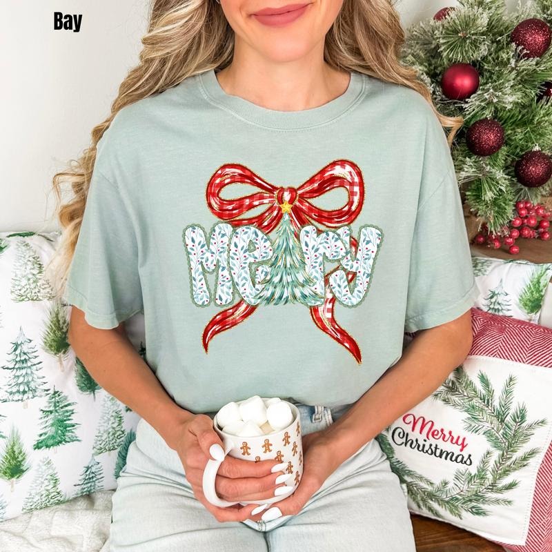 Merry Bow & Tree Comfort Colors T-Shirt 'NLB' Hoodie, Sweatshirt | PodTeesHub.com