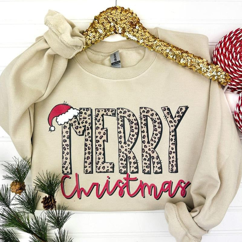 Merry Cheetah Christmas Sweatshirt T-Shirts, Hoodie | PodTeesHub.com