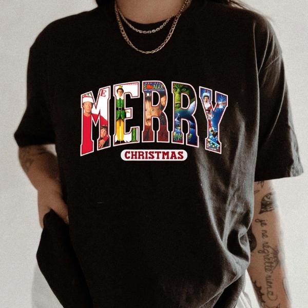 Merry Christmas Movies Tee for Women, Cozy Holiday Sweatshirt, Perfect Christmas Gift for Movie Lovers Hoodie