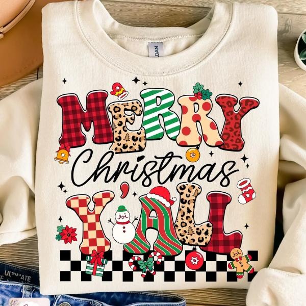 Merry Christmas Sweatshirt, Funny Xmas Shirt, Merry and bright holiday Sweatshirt Hoodie | PodTeesHub.com