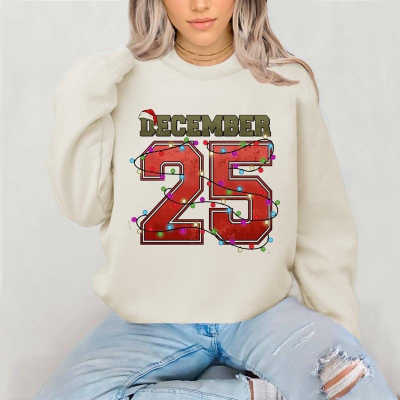 Merry Christmas Varsity Sweatshirt, Distressed 25 December Sweatshirt, Vintage Retro Holiday for Shirts, Christmas...