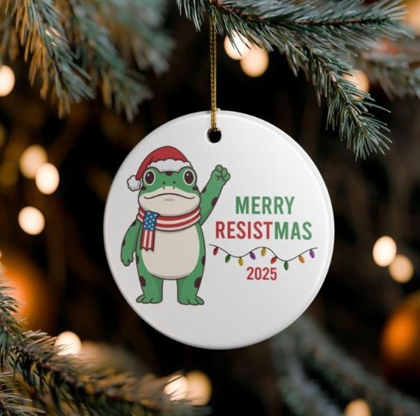 Merry Resistmas Frog Ornament, Funny Political Protest Gift, Portland Frog Meme Christmas Decor T-Shirts, Hoodie, Sweatshirt