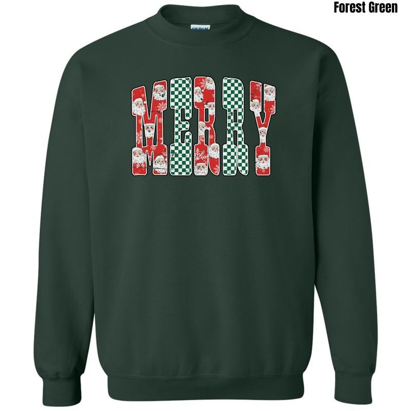 Merry Santa & Checkered Sweatshirt 'NLB' T-Shirts, Hoodie | PodTeesHub.com