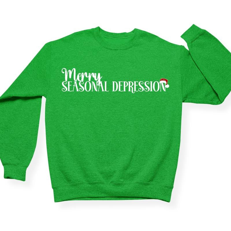 Merry Seasonal Depression Crewneck Sweatshirt - Official Lyndseydotw Merch T-Shirts, Hoodie | PodTeesHub.com