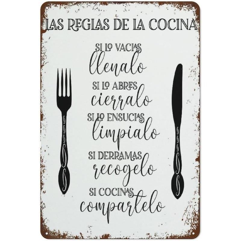 Metal Tin Sign Vintage Metal Signs Cocina Spanish Kitchen Print Spanish Wall Art Home Decor Retro Wall Decor Tin Sign...