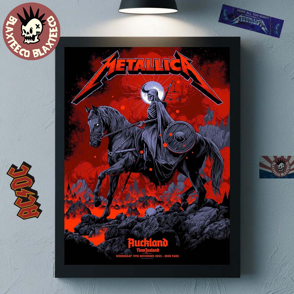 Metallica M72 Auckland New Zealand 2025 Pop Up Shop Poster Art By Ken Taylor At Eden Park On 19 November 2025 The Skeletal Horseman Art Home Decor Poster Canvas