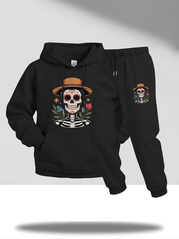 Mexican Day of the Dead Print Hoodie, Loose Oversized Fit, New Design, Unisex Casual Homewear, Fall & Winter Sweatshirt...