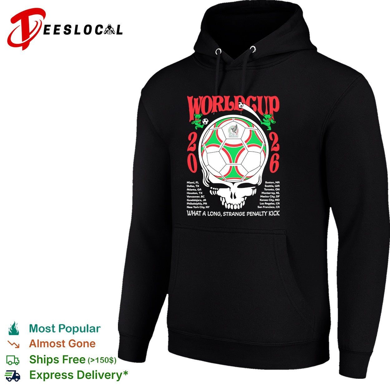 Mexico World Cup 2026 Grateful Dead steal your face what a long strange penalty kick shirt