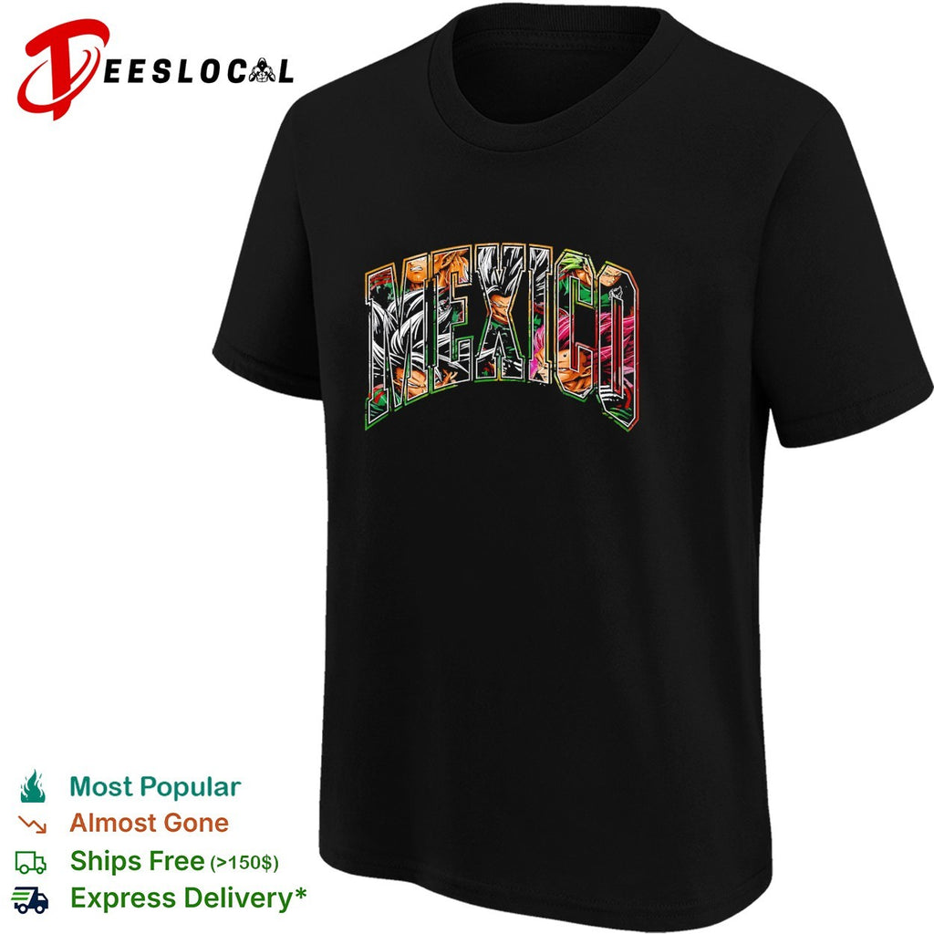 Mexico x Goku Vegeta Gohan Broly and Piccolo Dragon anime logo shirt