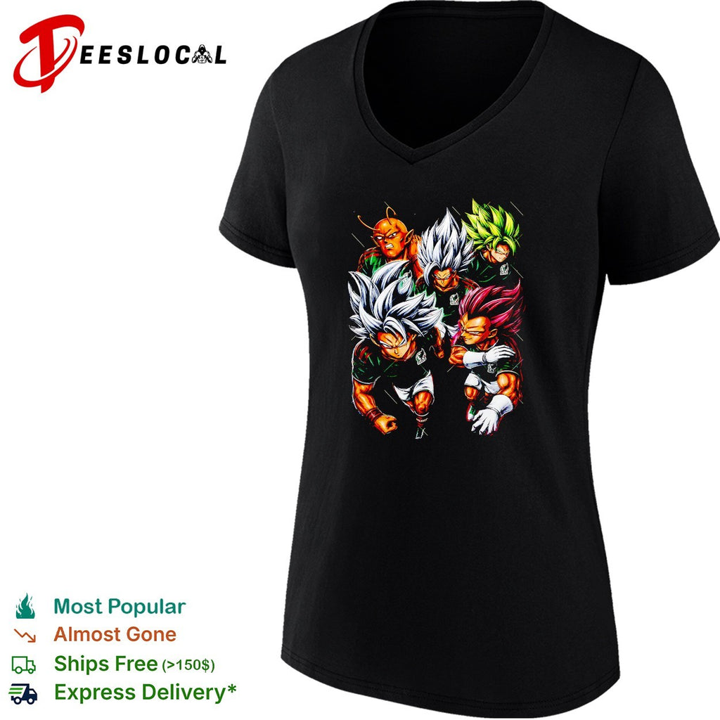 Mexico x Goku Vegeta Gohan Broly and Piccolo Dragon anime soccer squad shirt