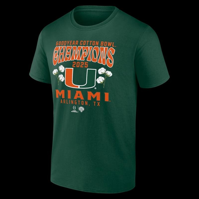 Miami College Football Playoff 2025 Cotton Bowl Champions Hometown Pride T-Shirt - Green Hoodie, Sweatshirt | PodTeesHub.com