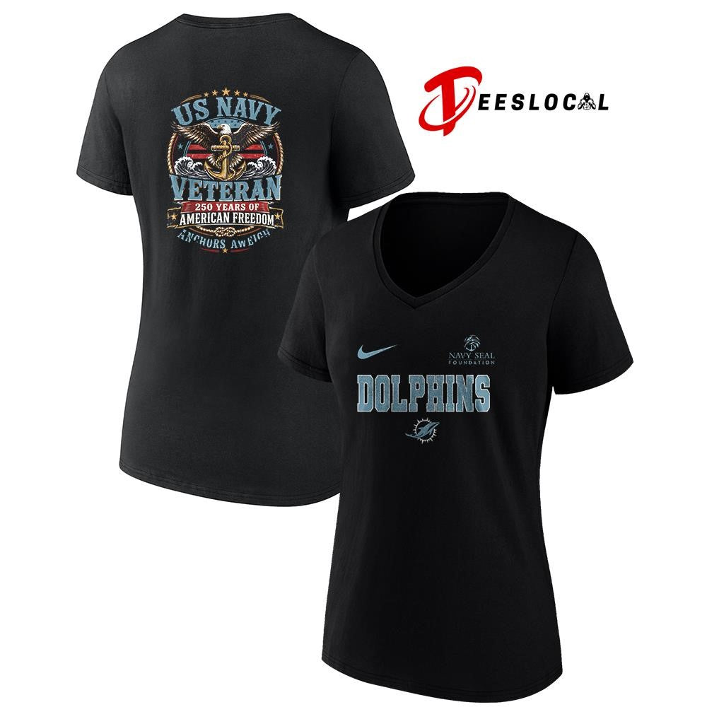 Miami Dolphins US Navy seal foundation 250 years of American freedom anchors aweigh shirt