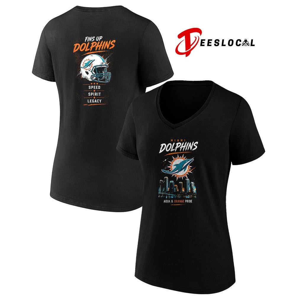 Miami Dolphins aqua and orange pride speed spirit legacy skyline helmet shirt