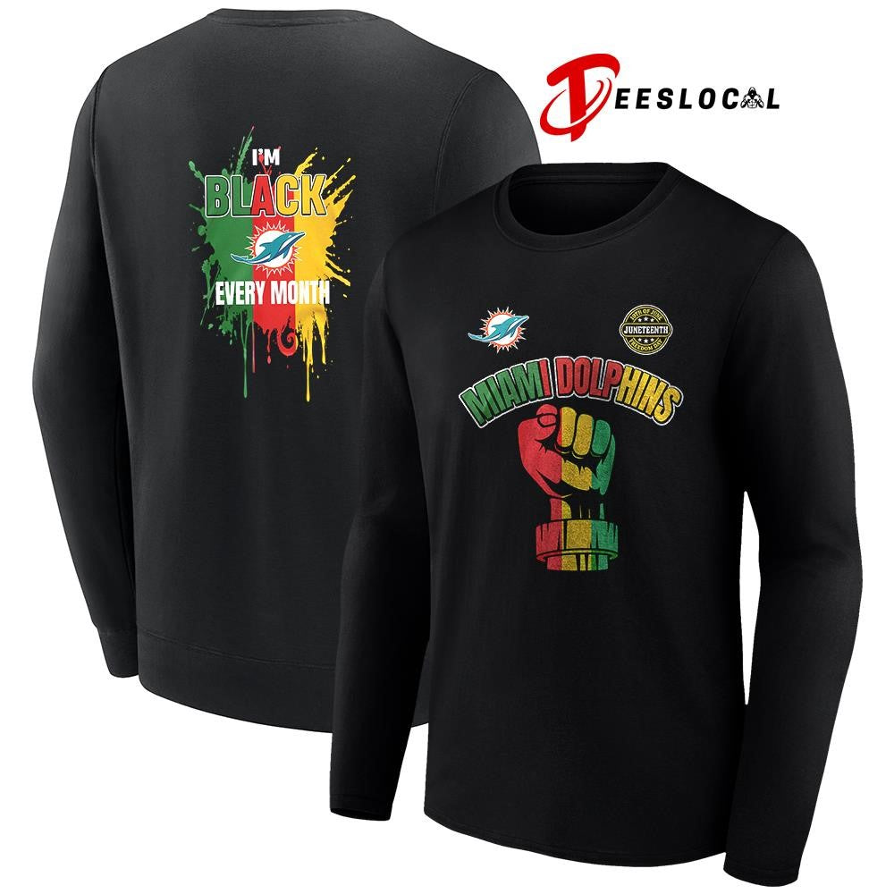Miami Dolphins x Juneteeth freedom I’m black every month icon shirt