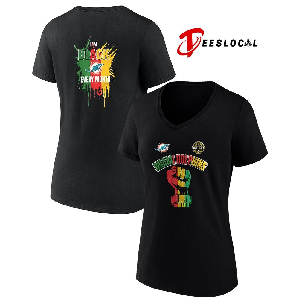 Miami Dolphins x Juneteeth freedom I’m black every month icon shirt