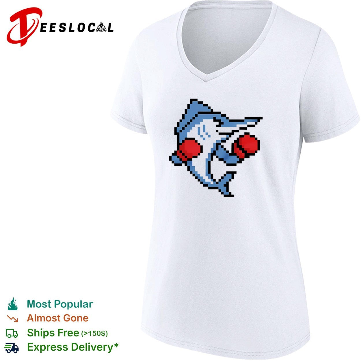 Miami Marlins 8 Bit Pixel Art Boxing Fish Retro shirt