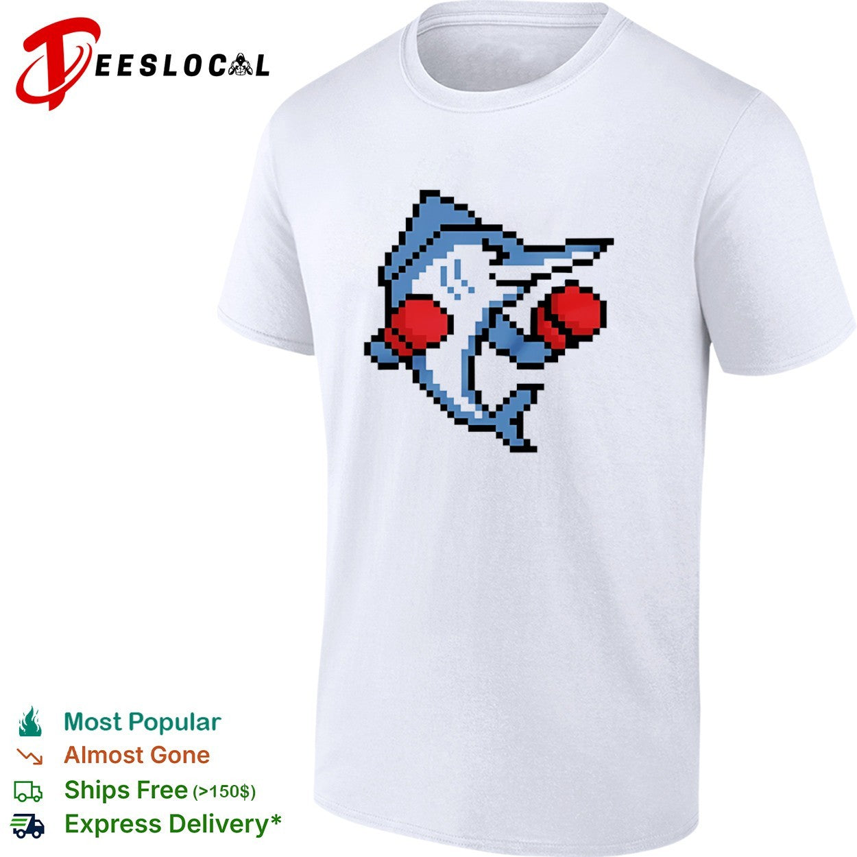 Miami Marlins 8 Bit Pixel Art Boxing Fish Retro shirt