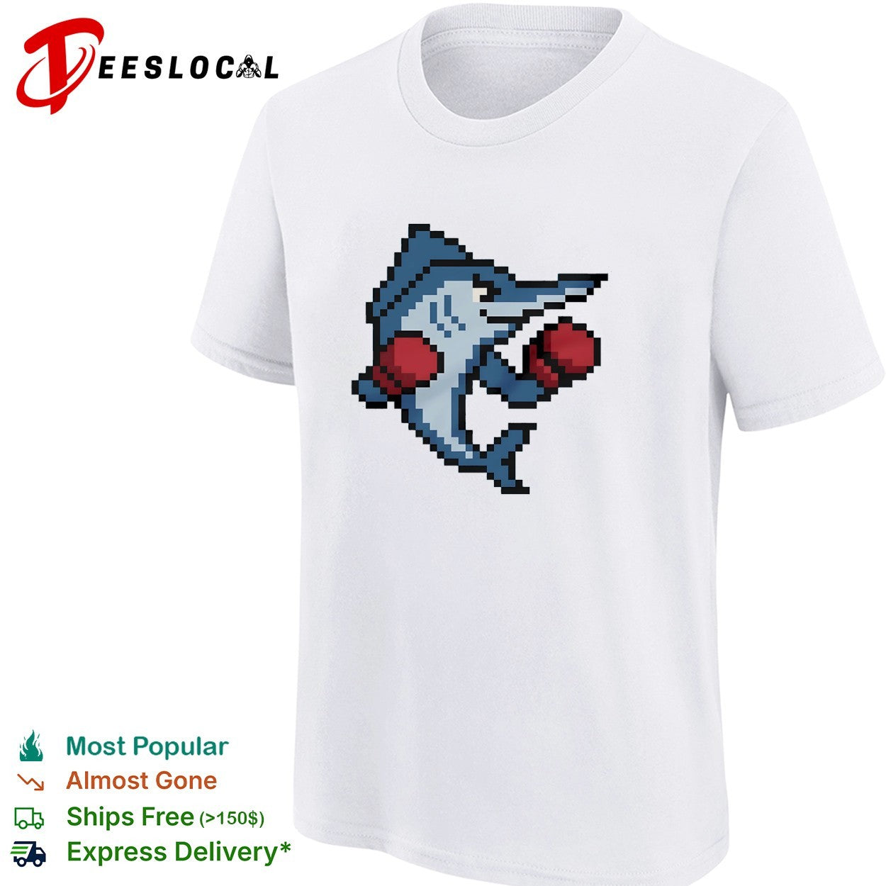 Miami Marlins mascot wearing gloves El Caballo pixel style shirt