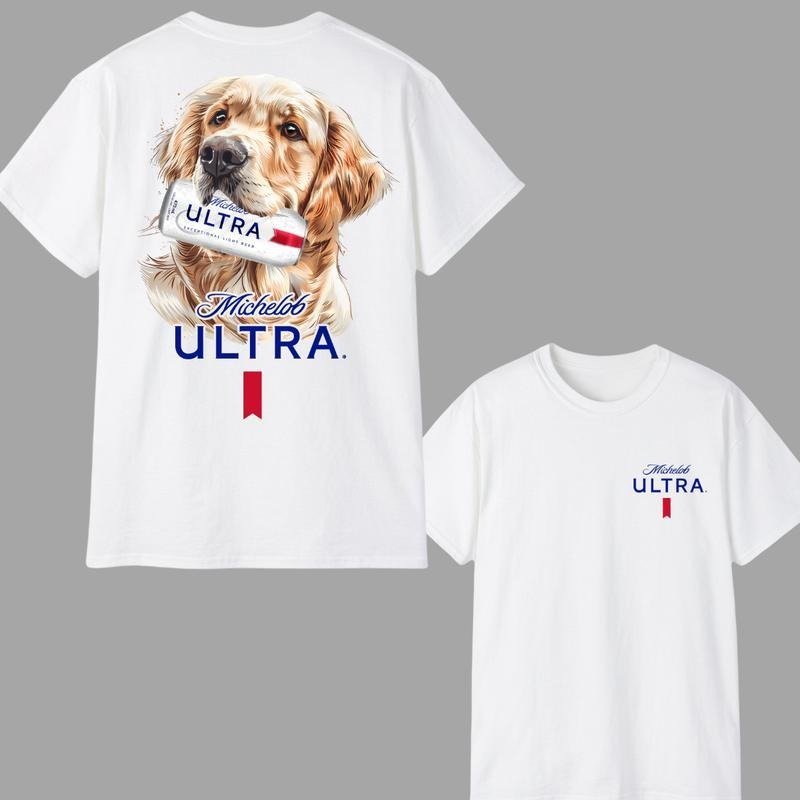 Michellob Ultra And Golden Retriever Dogs Shirt, Cool Dog with Michellob Ultra T-shirt, Perfect Beer And Dog For Women,...