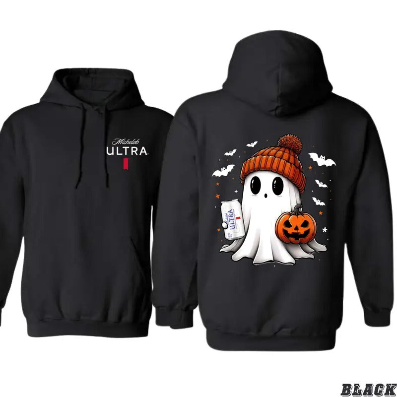 Michelob ULTRA Halloween Ghost Hoodie - Fun and Spooky Halloween Design with Ghost and Pumpkin, Perfect for Halloween...