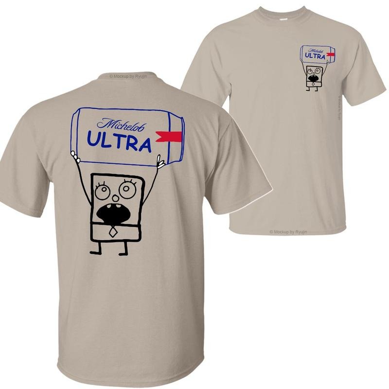 Michelob Ultra Beer Doodlebob T-shirt , Doodlebob Shirt, Michelob Ultra Beer Shirt, Double Sided Graphic Printed Unisex...