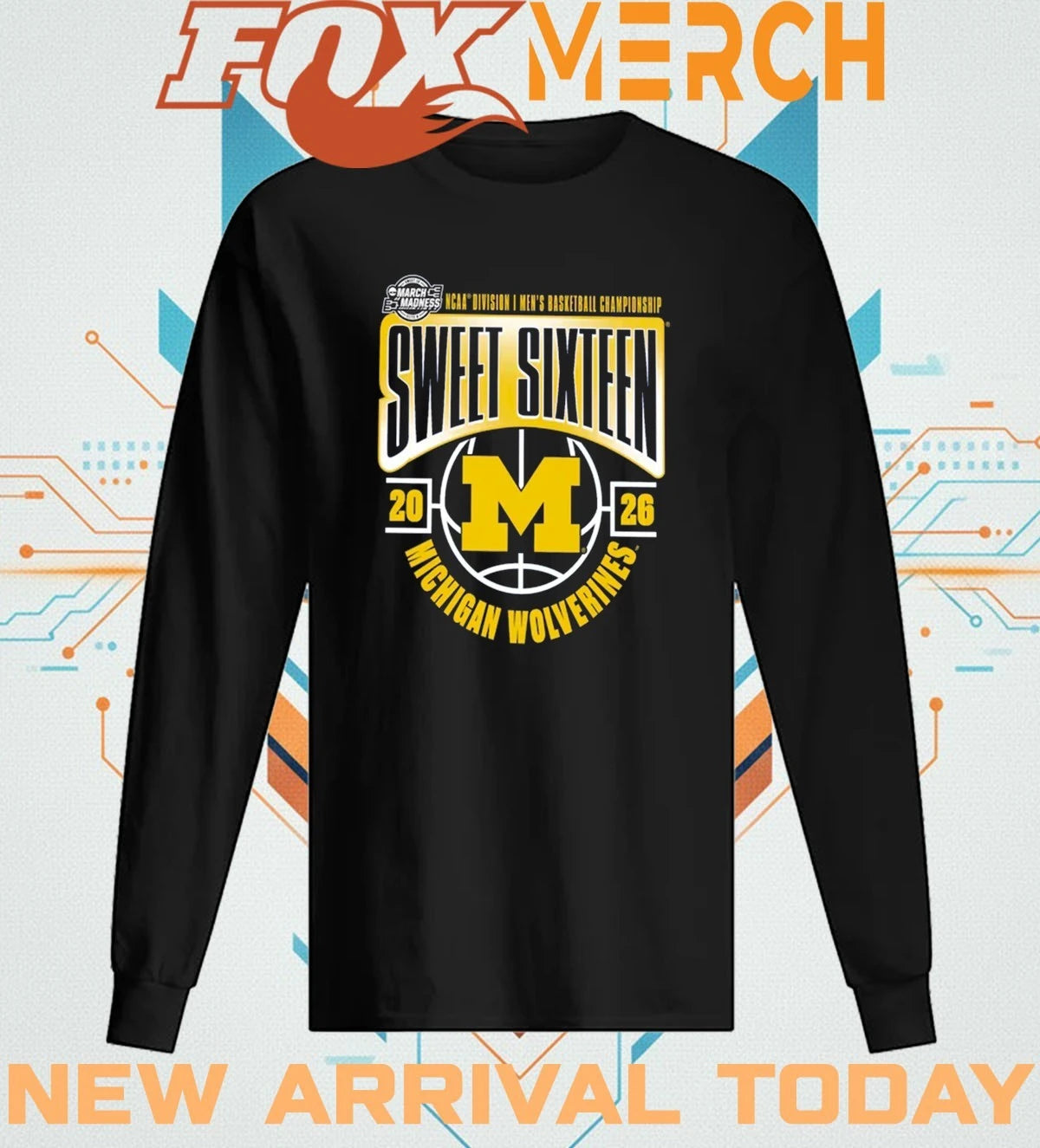 Michigan Wolverines 2026 NCAA Men’s Basketball Tournament March Madness Sweet 16 shirt