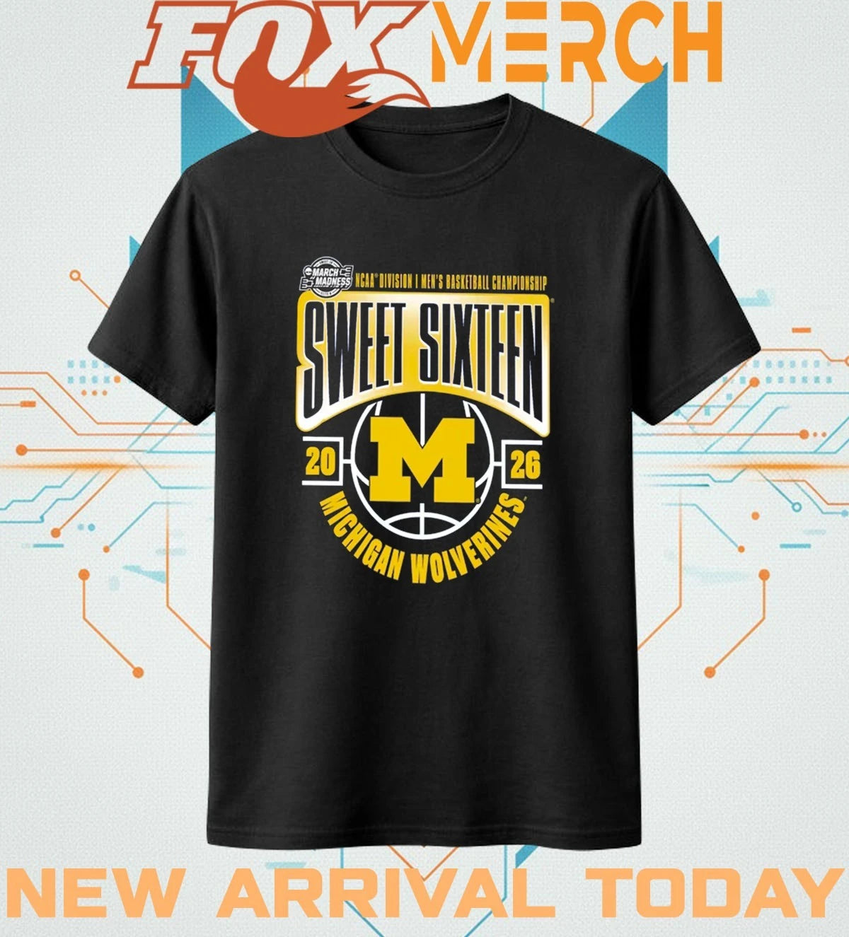 Michigan Wolverines 2026 NCAA Men’s Basketball Tournament March Madness Sweet 16 shirt
