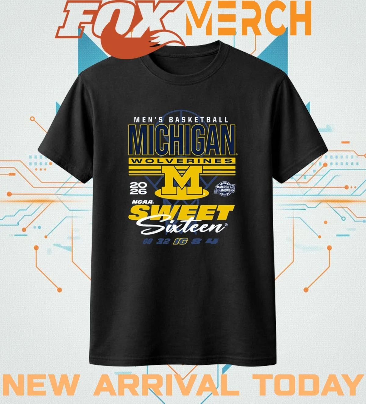 Michigan Wolverines Men’s Basketball 2026 NCAA March Madness Sweet Sixteen Bound shirt