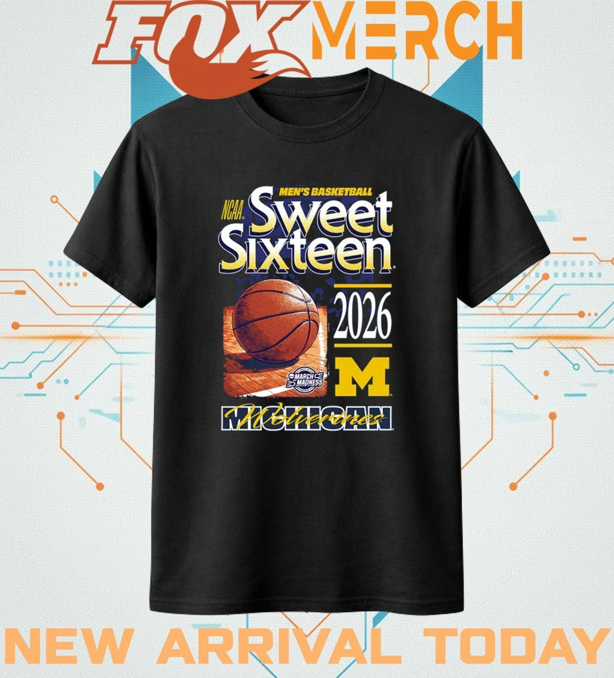 Michigan Wolverines Men’s Basketball 2026 NCAA Sweet Sixteen Bound shirt