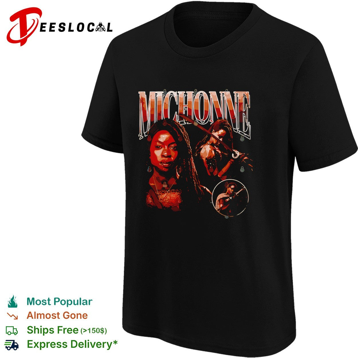 Michonne The Walking Dead sword character portrait shirt
