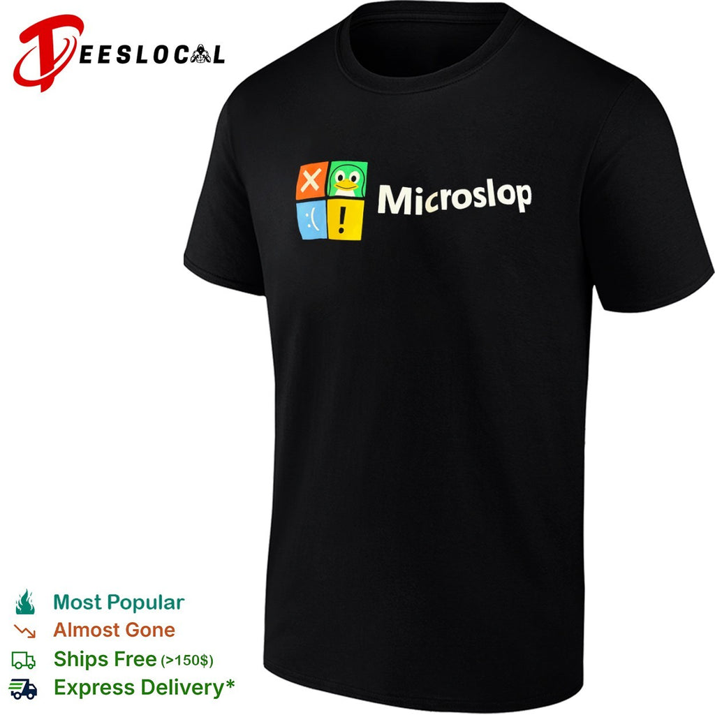 Microslop Linux Tux parody shirt