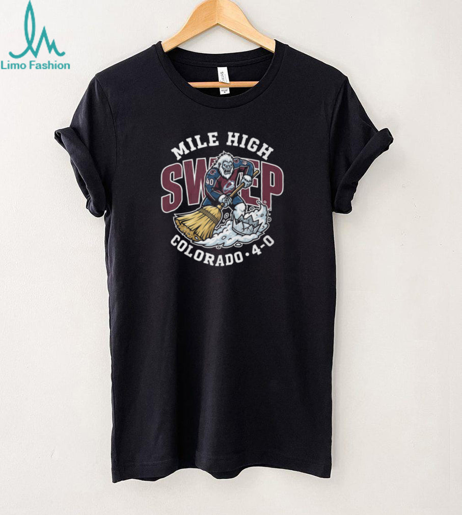 Mile High Sweep Colorado Yeti Hockey Mascot With Broom Sports Fan T Shirt