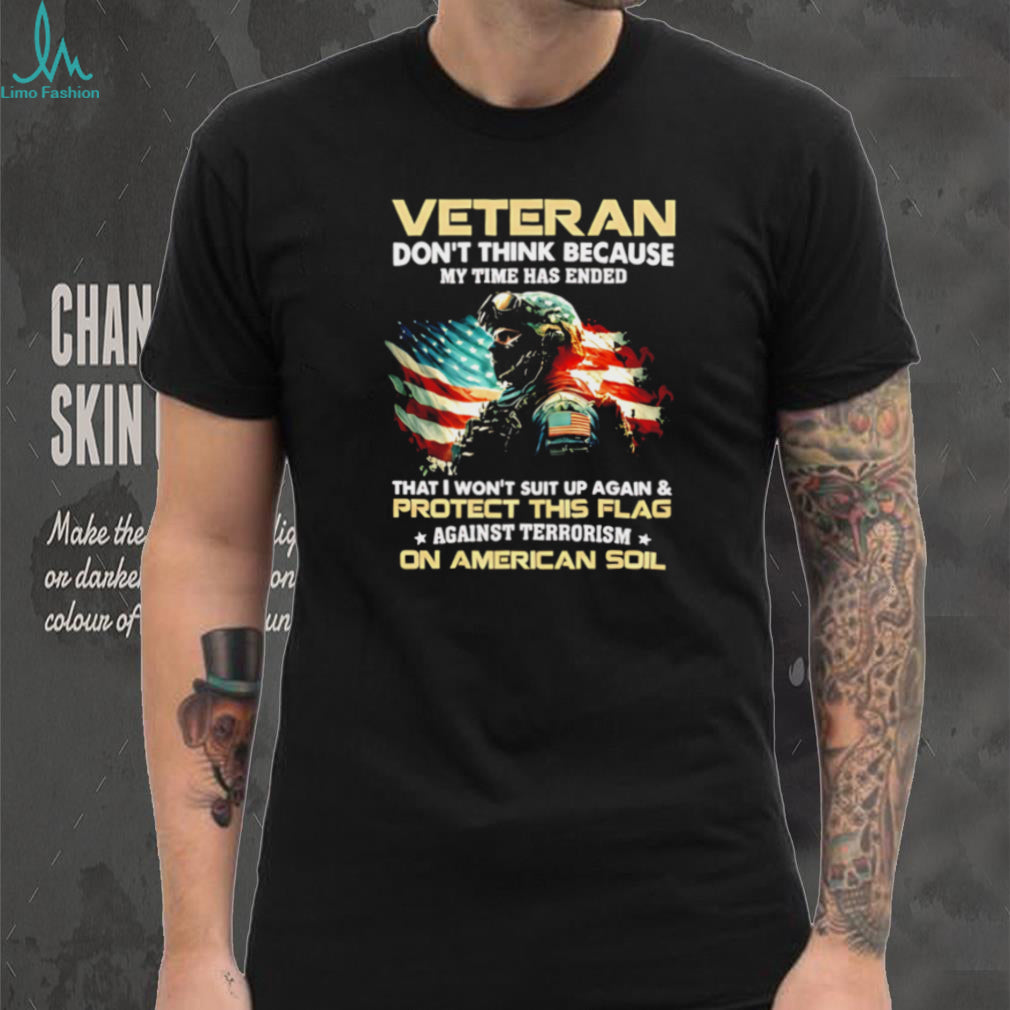 Military Veteran American Flag Protect Against Terrorism T Shirt