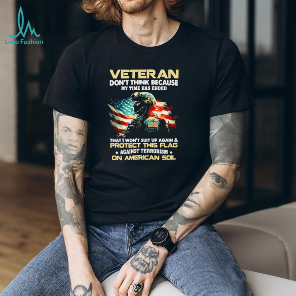 Military Veteran American Flag Protect Against Terrorism T Shirt