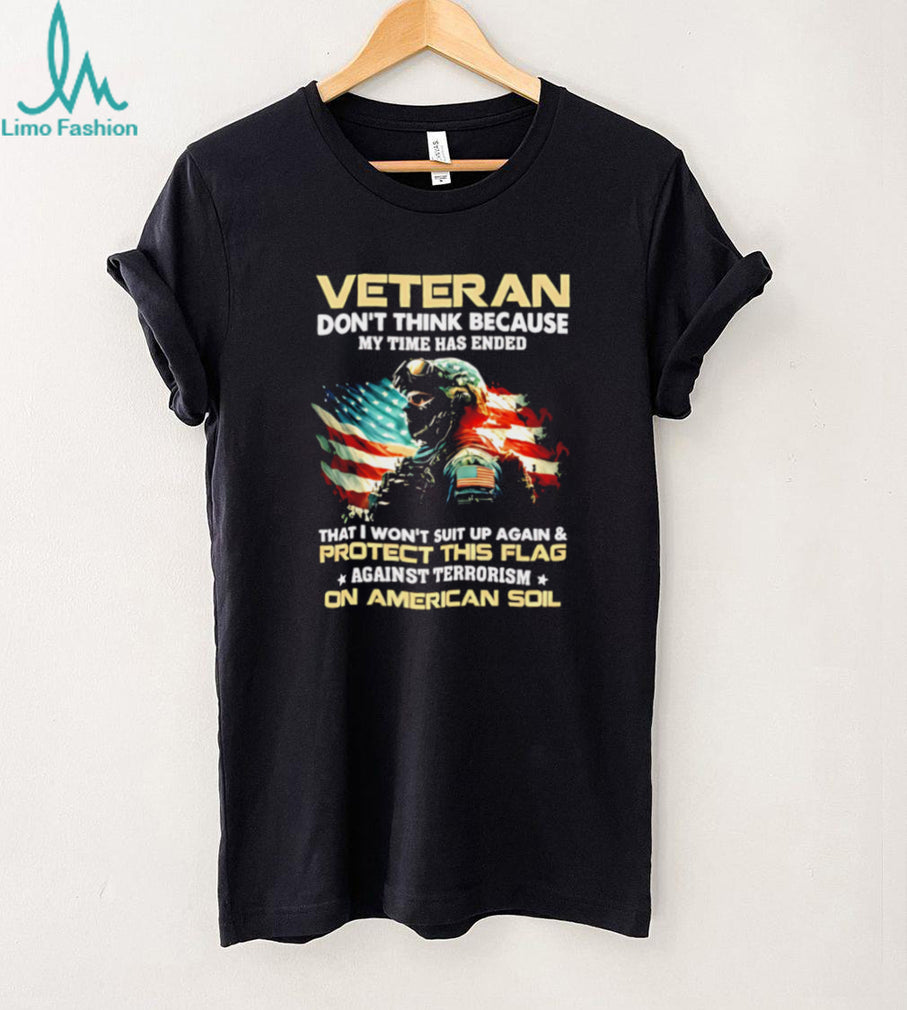 Military Veteran American Flag Protect Against Terrorism T Shirt