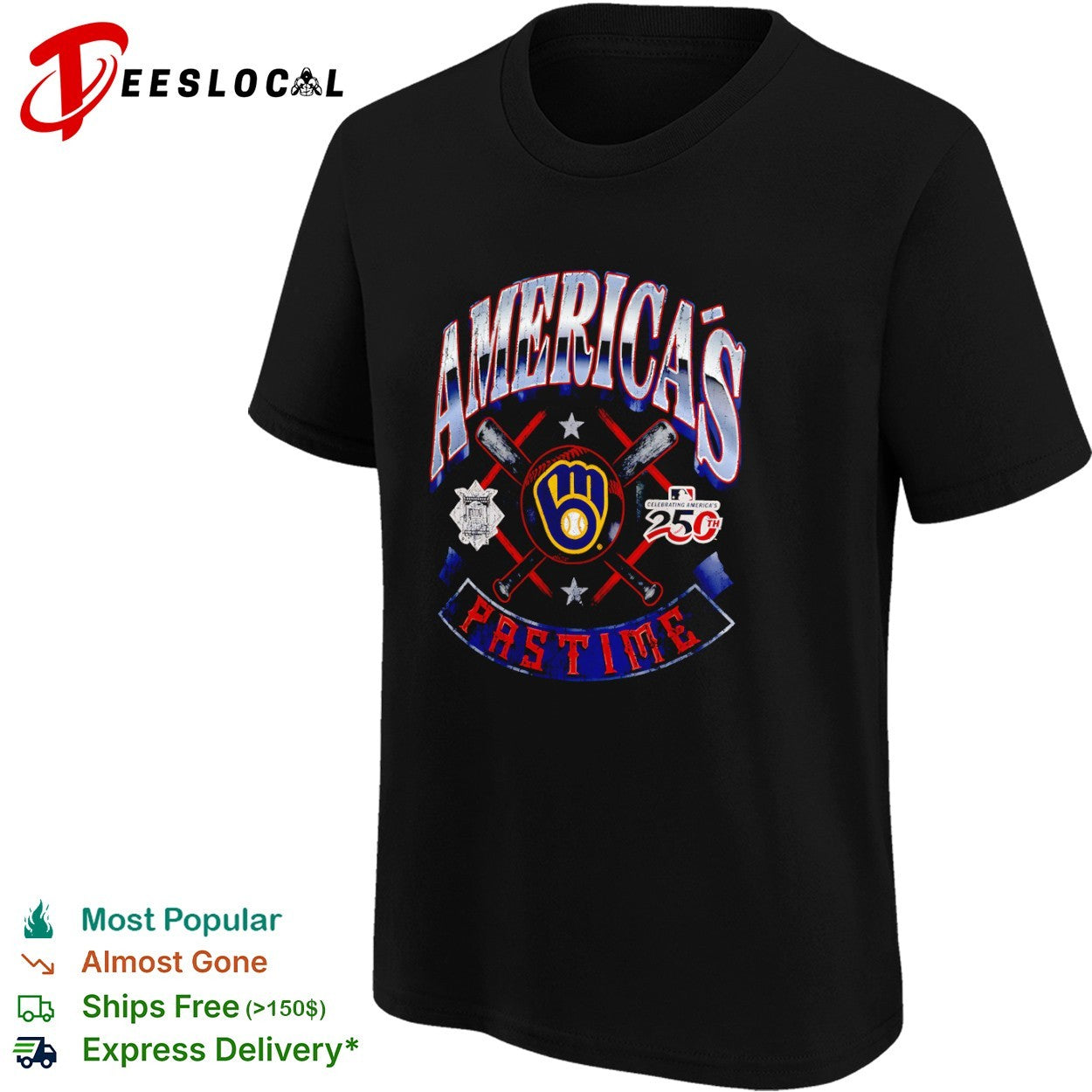 Milwaukee Brewers Americas Pastime Celebrating Americas 250th League Baseball shirt