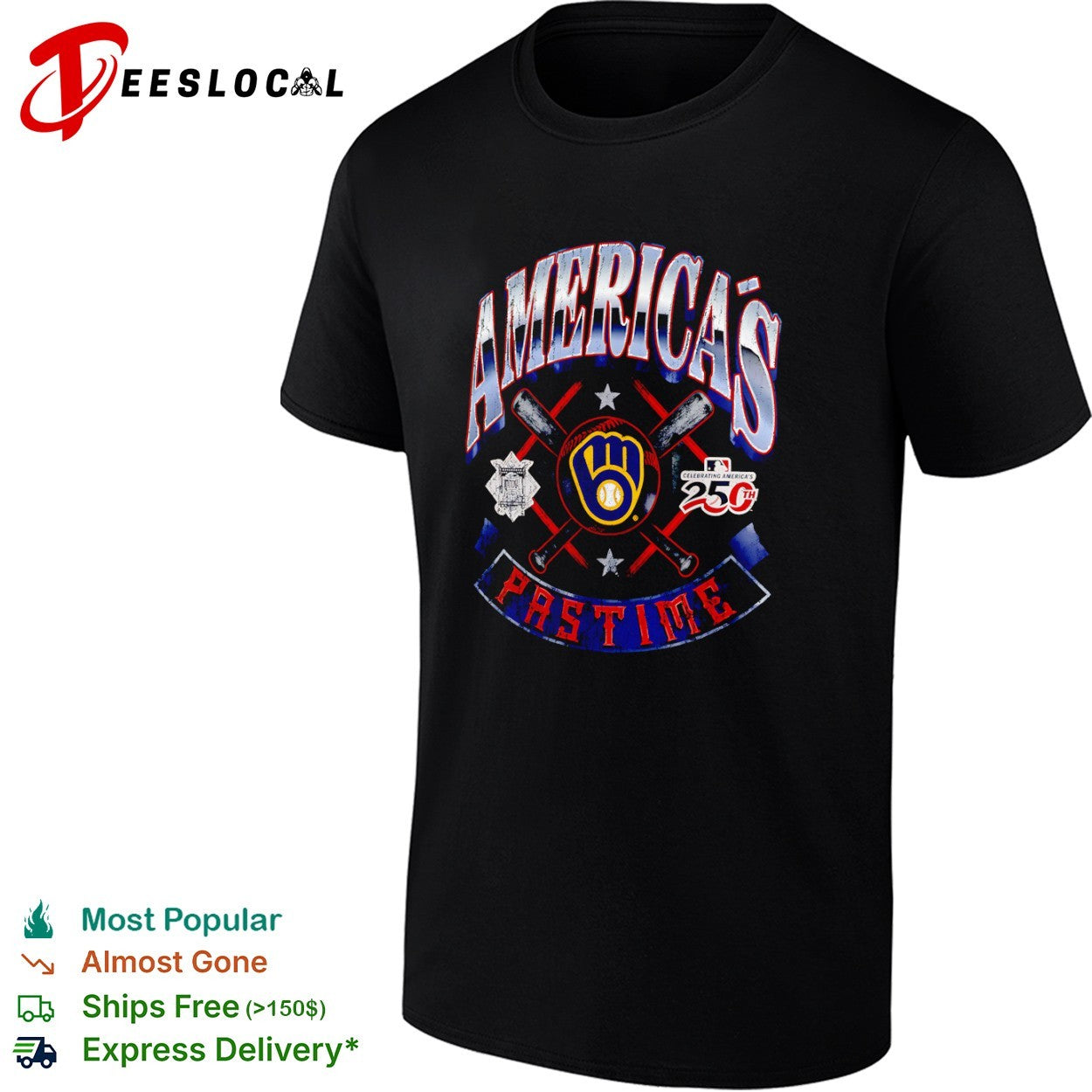 Milwaukee Brewers Americas Pastime Celebrating Americas 250th League Baseball shirt