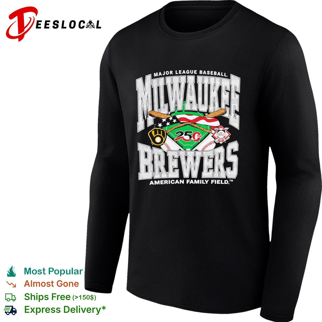 Milwaukee Brewers Major League Baseball 25th American Family Field shirt