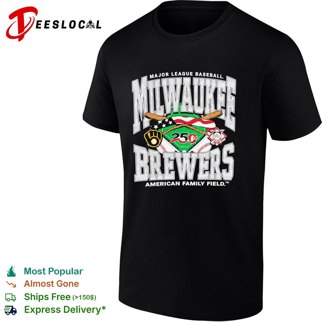 Milwaukee Brewers Major League Baseball 25th American Family Field shirt