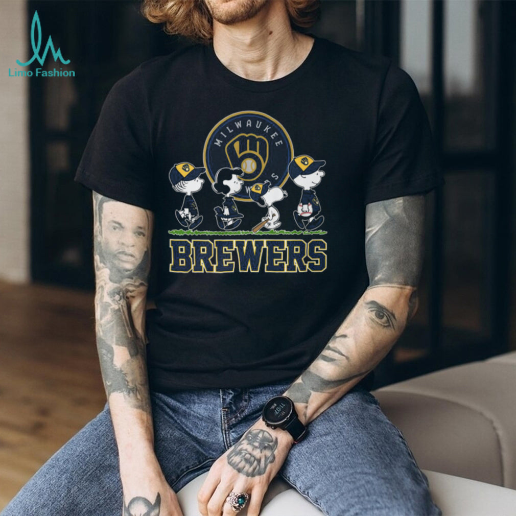 Milwaukee Brewers Peanuts Characters Baseball Shirt
